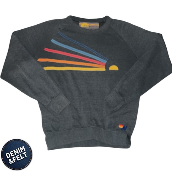 AVIATOR NATION DAYDREAM UNISEX RELAXED CREW SWEATSHIRT/PULLOVER | Charcoal 🌈🩶 - Picture 3 of 11